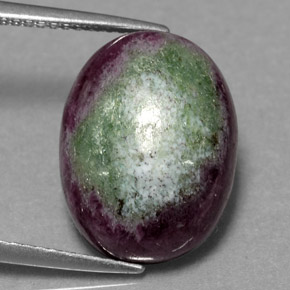 Rubino-zoisite naturale multicolore da 11,00 ct, taglio ovale, opaco