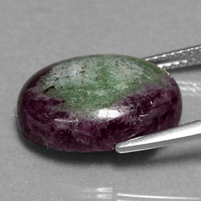 Rubino-zoisite naturale multicolore da 11,00 ct, taglio ovale, opaco