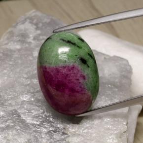 Rubino-zoisite naturale multicolore da 19,75 ct, taglio ovale, opaco