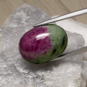 Rubino-zoisite naturale multicolore da 19,75 ct, taglio ovale, opaco