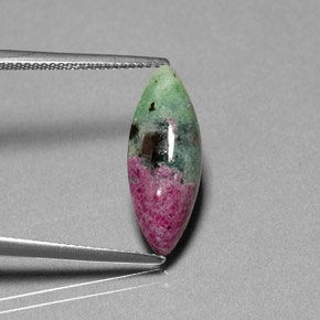 Rubino-zoisite naturale multicolore da 5,06 ct, marchesa, opaco