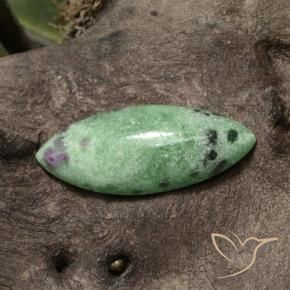 Rubino-Zoisite Verde medio naturale da 9.35 ct, Taglio marquise, Opaco