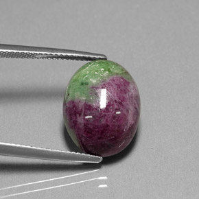 Rubino-zoisite naturale multicolore da 16,74 ct, taglio ovale, opaco