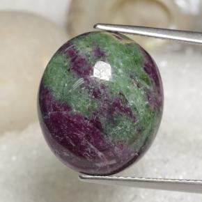 Rubino-zoisite naturale multicolore da 18,97 ct, taglio ovale, opaco