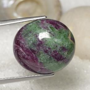 Rubino-zoisite naturale multicolore da 18,97 ct, taglio ovale, opaco
