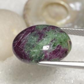 Rubino-zoisite naturale multicolore da 18,97 ct, taglio ovale, opaco