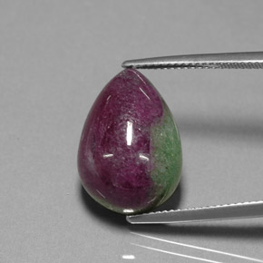 Rubino-zoisite naturale multicolore da 18,64 ct, taglio a pera, opaco