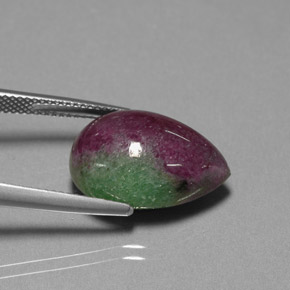 Rubino-zoisite naturale multicolore da 18,64 ct, taglio a pera, opaco