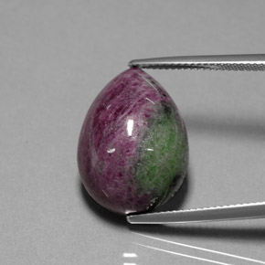 Rubino-zoisite naturale multicolore da 25,42 ct, taglio a pera, opaco