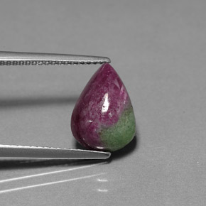 Rubino-zoisite naturale multicolore da 5,18 ct, taglio a pera, opaco