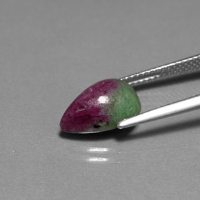Rubino-zoisite naturale multicolore da 5,18 ct, taglio a pera, opaco