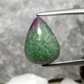 Rubino-zoisite naturale multicolore da 5,62 ct, taglio a pera, opaco