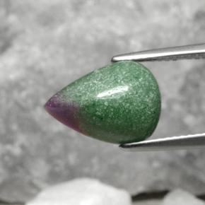 Rubino-zoisite naturale multicolore da 5,62 ct, taglio a pera, opaco