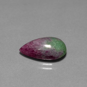 Rubino-zoisite naturale multicolore da 6,11 ct, taglio a pera, opaco