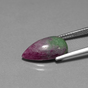 Rubino-zoisite naturale multicolore da 6,11 ct, taglio a pera, opaco