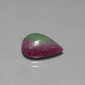 Rubino-zoisite naturale multicolore da 6,24 ct, taglio a pera, opaco
