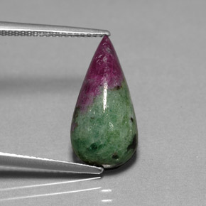 Rubino-zoisite naturale multicolore da 6,99 ct, taglio a pera, opaco