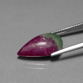 Rubino-zoisite naturale multicolore da 7,01 ct, taglio a pera, opaco