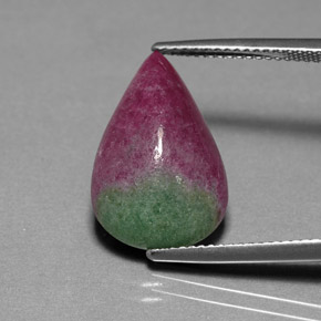 Rubino-zoisite naturale multicolore da 9,30 ct, taglio a pera, opaco