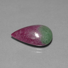 Rubino-zoisite naturale multicolore da 9,30 ct, taglio a pera, opaco