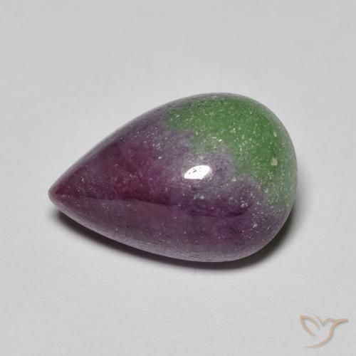 Rubino-zoisite naturale multicolore da 9,67 ct, taglio a pera, opaco
