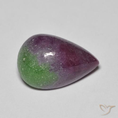 Rubino-zoisite naturale multicolore da 9,67 ct, taglio a pera, opaco