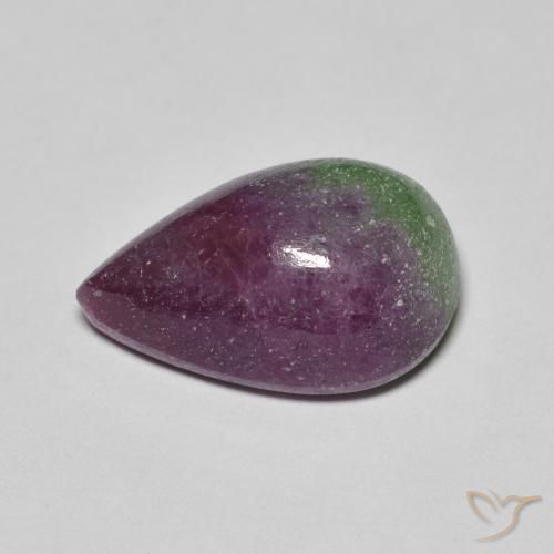 Rubino-zoisite naturale multicolore da 9,67 ct, taglio a pera, opaco