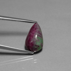 Rubino-zoisite naturale multicolore da 11,05 ct, taglio a pera, opaco