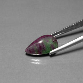 Rubino-zoisite naturale multicolore da 11,05 ct, taglio a pera, opaco