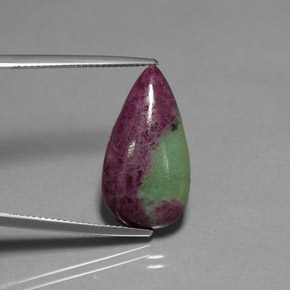 Rubino-zoisite naturale multicolore da 12,16 ct, taglio a pera, opaco