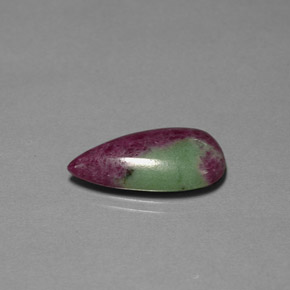 Rubino-zoisite naturale multicolore da 12,16 ct, taglio a pera, opaco