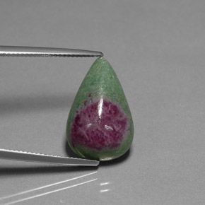 Rubino-zoisite naturale multicolore da 13,36 ct, taglio a pera, opaco