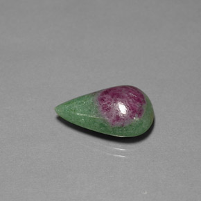 Rubino-zoisite naturale multicolore da 13,36 ct, taglio a pera, opaco