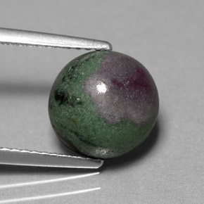 Rubino-zoisite naturale multicolore da 5,46 ct, taglio rotondo, opaco