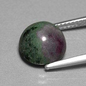 Rubino-zoisite naturale multicolore da 5,46 ct, taglio rotondo, opaco