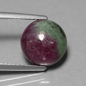 Rubino-zoisite naturale multicolore da 4,96 ct, taglio rotondo, opaco