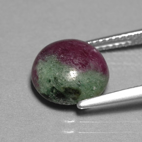 Rubino-zoisite naturale multicolore da 4,96 ct, taglio rotondo, opaco
