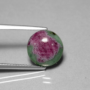 Rubino-zoisite naturale multicolore da 4,96 ct, taglio rotondo, opaco
