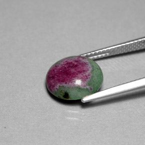 Rubino-zoisite naturale multicolore da 4,96 ct, taglio rotondo, opaco
