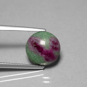 Rubino-zoisite naturale multicolore da 5,38 ct, taglio rotondo, opaco