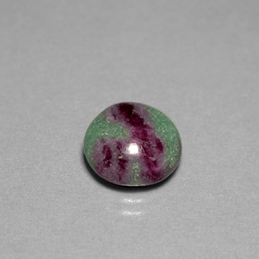 Rubino-zoisite naturale multicolore da 5,38 ct, taglio rotondo, opaco