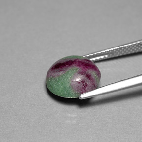 Rubino-zoisite naturale multicolore da 5,38 ct, taglio rotondo, opaco
