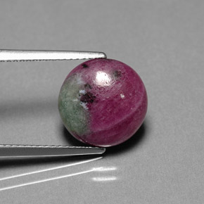 Rubino-zoisite naturale multicolore da 6,09 ct, taglio rotondo, opaco