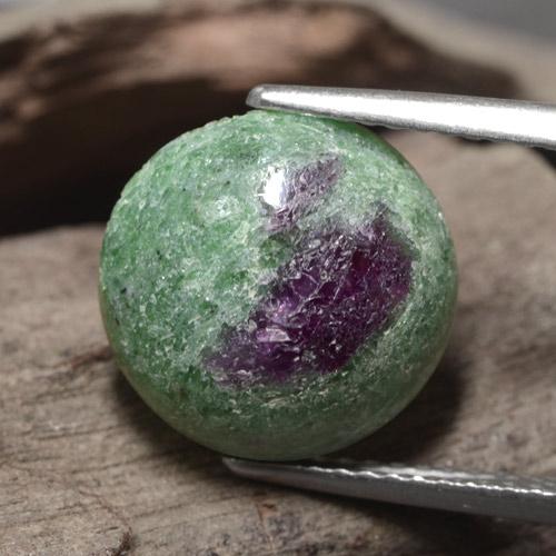 Rubino-zoisite naturale verde da 5,97 ct, taglio rotondo, opaco