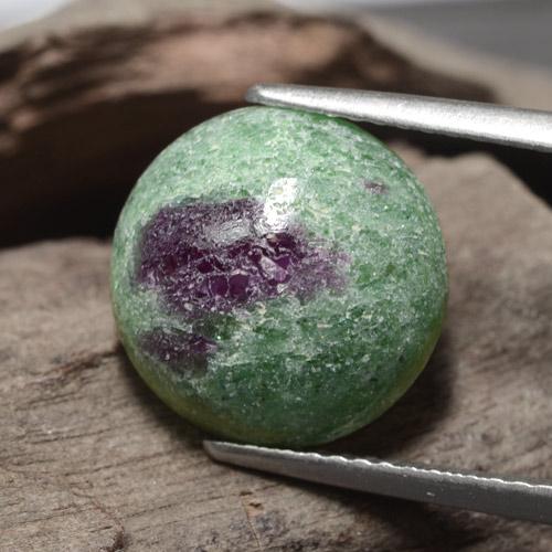 Rubino-zoisite naturale verde da 5,97 ct, taglio rotondo, opaco