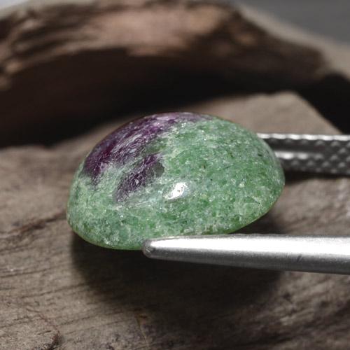 Rubino-zoisite naturale verde da 5,97 ct, taglio rotondo, opaco