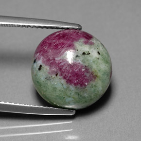 Rubino-zoisite naturale multicolore da 13,36 ct, taglio rotondo, opaco
