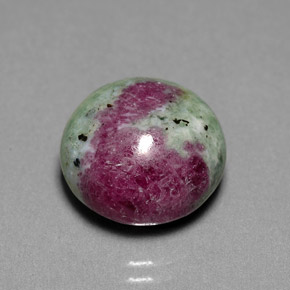 Rubino-zoisite naturale multicolore da 13,36 ct, taglio rotondo, opaco