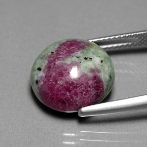 Rubino-zoisite naturale multicolore da 13,36 ct, taglio rotondo, opaco