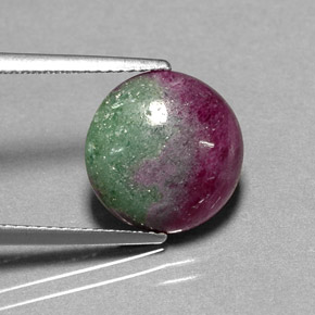 Rubino-Zoisite Multicolore naturale da 7.28 ct, Taglio rotondo, Opaco